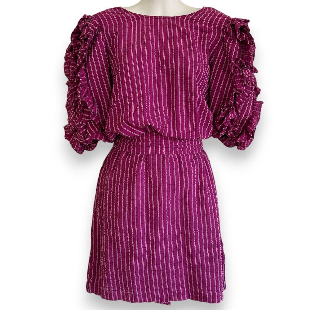 Happy x Nature Pink Ruffle Mini Dress Size Medium Kate Hudson